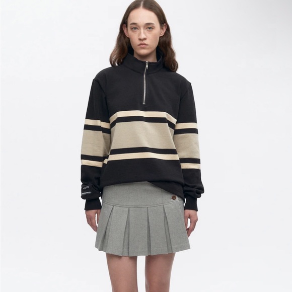 KOTN Sweaters - KOTN Black and Cream Zip-Up Sweater